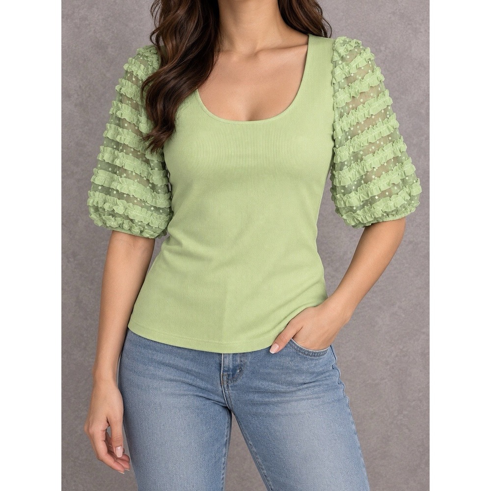 Anthropologie Dolan Coast Collection Top Womens Small Green Cottagecore Ruffle